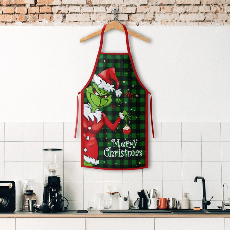 新しいクリスマスエプロングリーン奇サンタクロースの家庭用キッチンエプロンクリスマス装飾用品卸売り|undefined