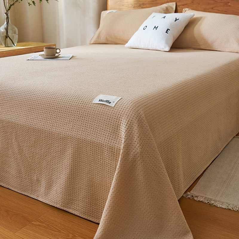 Una sábana de algodón waffle de categoría 1 pieza única 100 cubierta de cama de algodón pieza individual otoño e invierno tatami gruesa sábana pieza de tres piezas