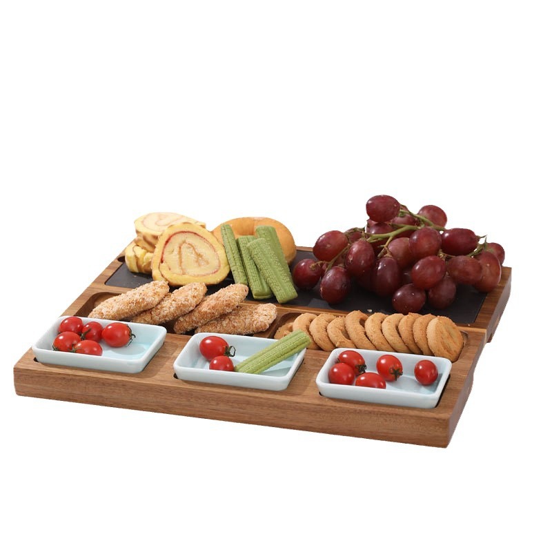 Queso de madera queso tablero traje creativo hogar tabla de cortar con cuchillo y tenedor postre fruta merienda bandeja de madera para el partido