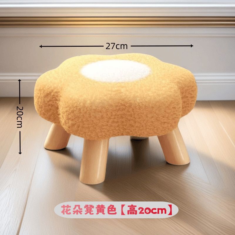 Taburetes de madera maciza de flores lindas, taburetes de cambio de zapatos de puerta de casa, taburetes de mesa de té de balcón, taburetes bajos para niños image 11