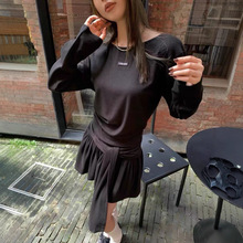 25901【 H+ 韩国货】  miu系绑带百褶裙套装