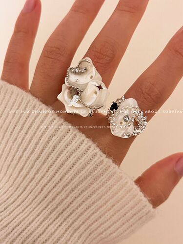 French vintage alien seashell irregular handmade ring niche design sweet and playful personality exaggerated stacking ring