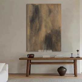 砂岩手绘抽象油画客厅侘寂风肌理挂画民宿玄关设计师款极简装饰画
