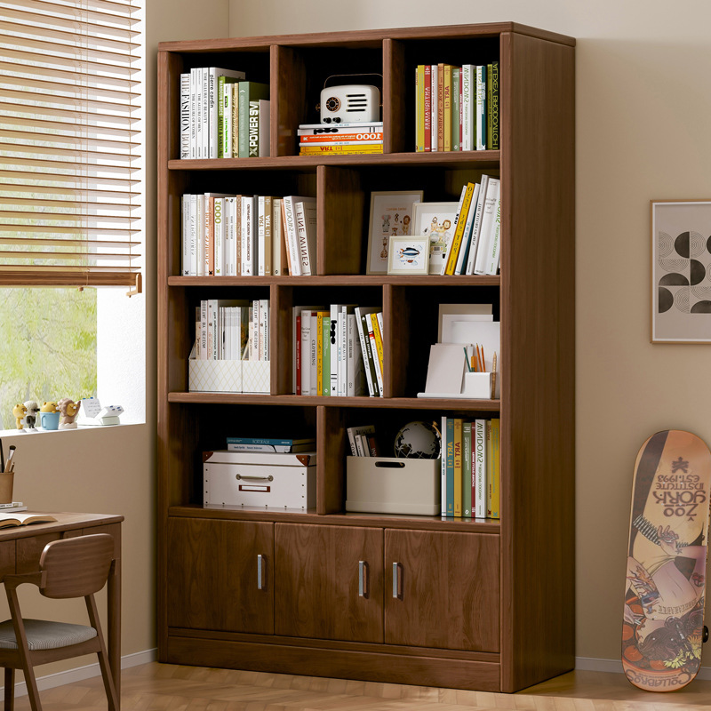 Estantería de madera maciza, sala de estar, armario de exhibición, estante de piso a techo, estantería de almacenamiento multicapa para el hogar, armario de almacenamiento para niños y estudiantes