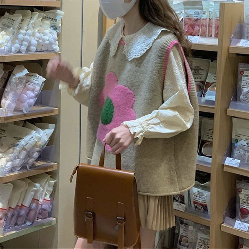 Chaleco de punto floral estilo coreano para mujer, rejuvenecedor, elegante, estilo casual, chaleco, suéter, ropa de principios de primavera, nuevo estilo 2025 image 3