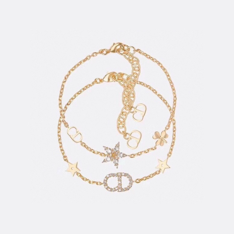 D Family Dijia Star Bracelet Double Chain Double Diamond Letter Five-pointed Star Bracelet European and American Small Design Fine Style