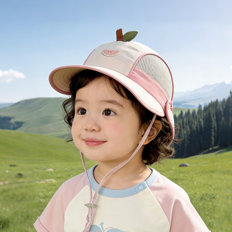 Kids Casual Sun Hat UPF 50+ Children's Summer Thin And Breathable Mesh, Large Brim, Sun Protection Cape Hat, Unisex Baby Baseball Cap For Spring_voghion.com