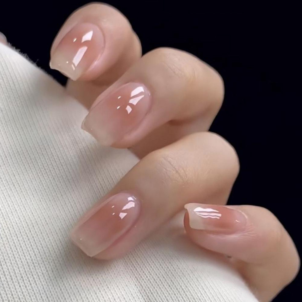 Textura transparente de color desnudo gelatina universal para usar uñas dulces y lindos temperamento de uñas piezas de uñas falsas al por mayor image 1