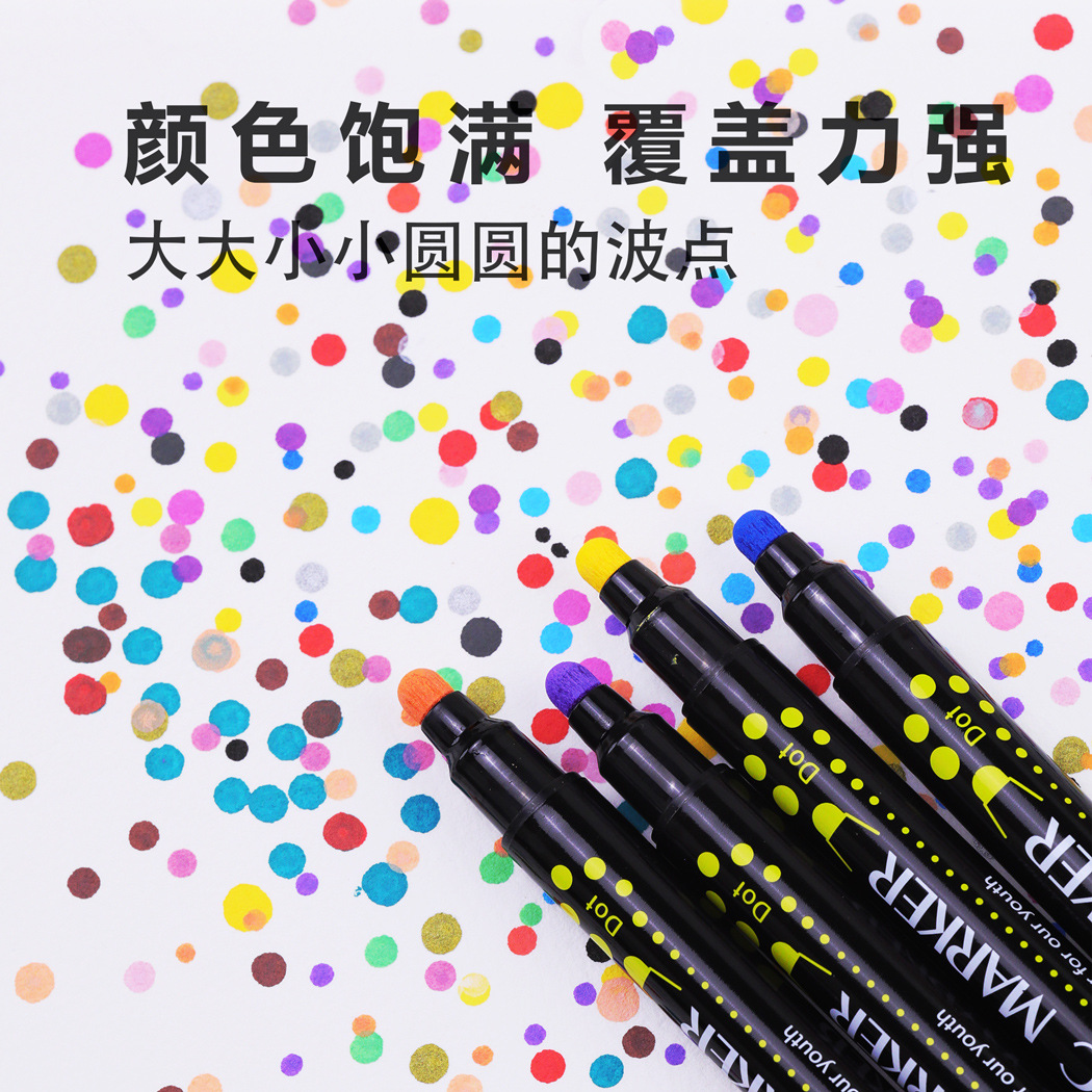 Guangna Polka Dot pluma de doble cabeza de dos colores de acrílico marcador de color arte pluma a base de agua sin olor GN6900
