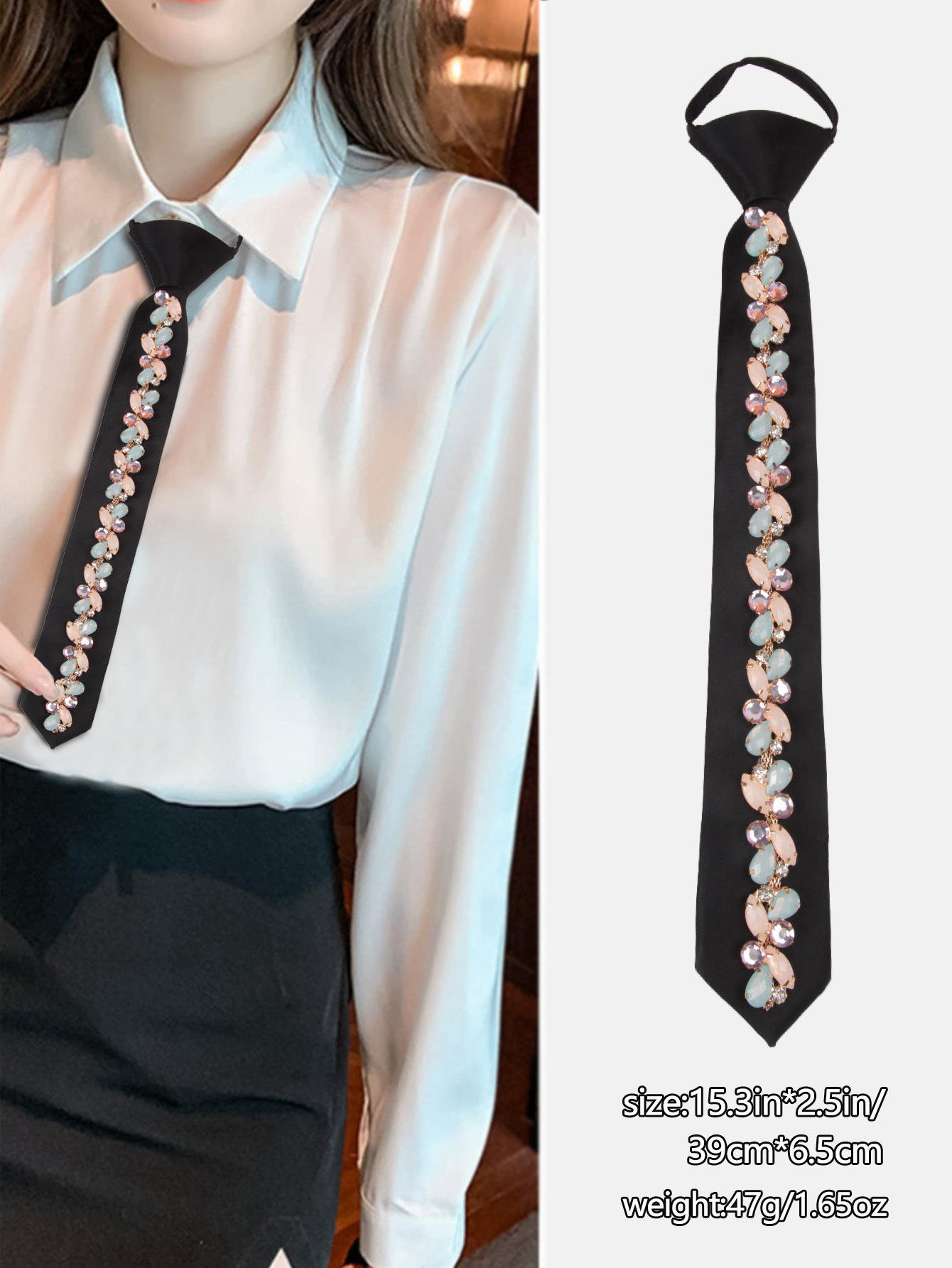 クロスボーダーの軽い豪華な黒いドリルのネクタイは怠け者のネクタイを調節できます。