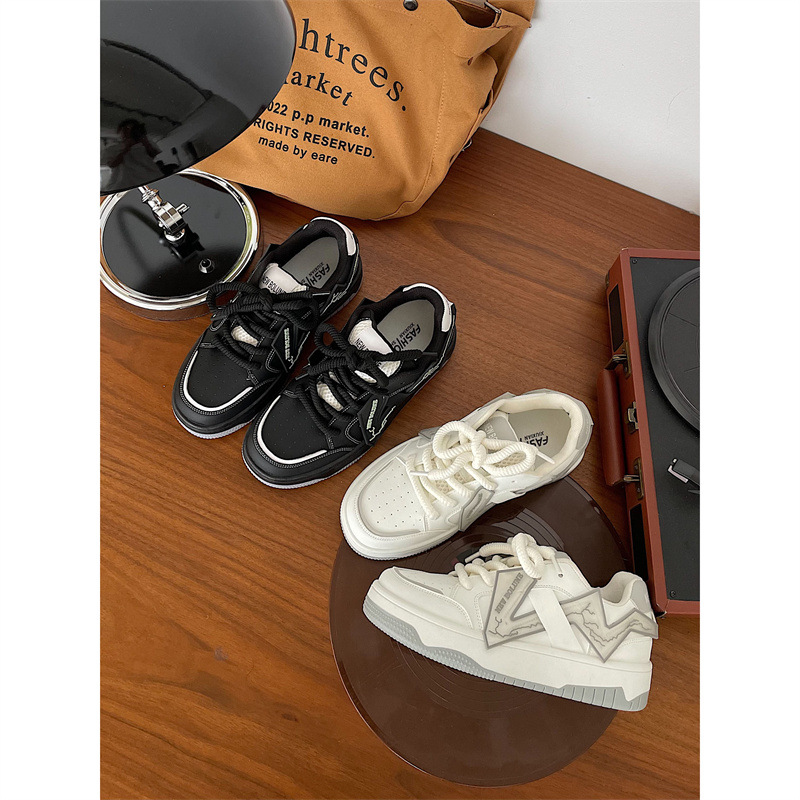 Super Hot Hong Kong Style Lightweight Student Thick-soled White Shoes For Women Summer Versatile Low-top American Retro Sneakers