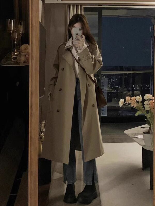 风衣女2025秋冬季新款韩系小个子中长款大衣气质英伦风感外套女装|undefined