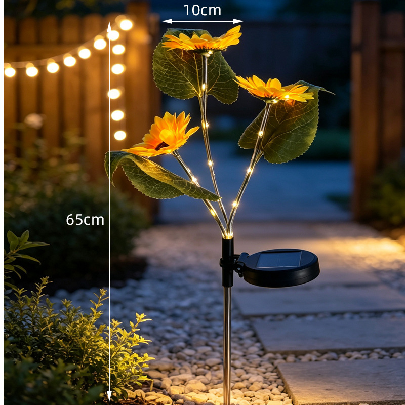 Lámpara Solar de Jardín con Diseño de Girasol LED con Control de Luz para Patio