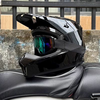 Motosiklet kaskı (dəbilqə): Safety Helmet for Men and - bright-black-666-color-mirror-s