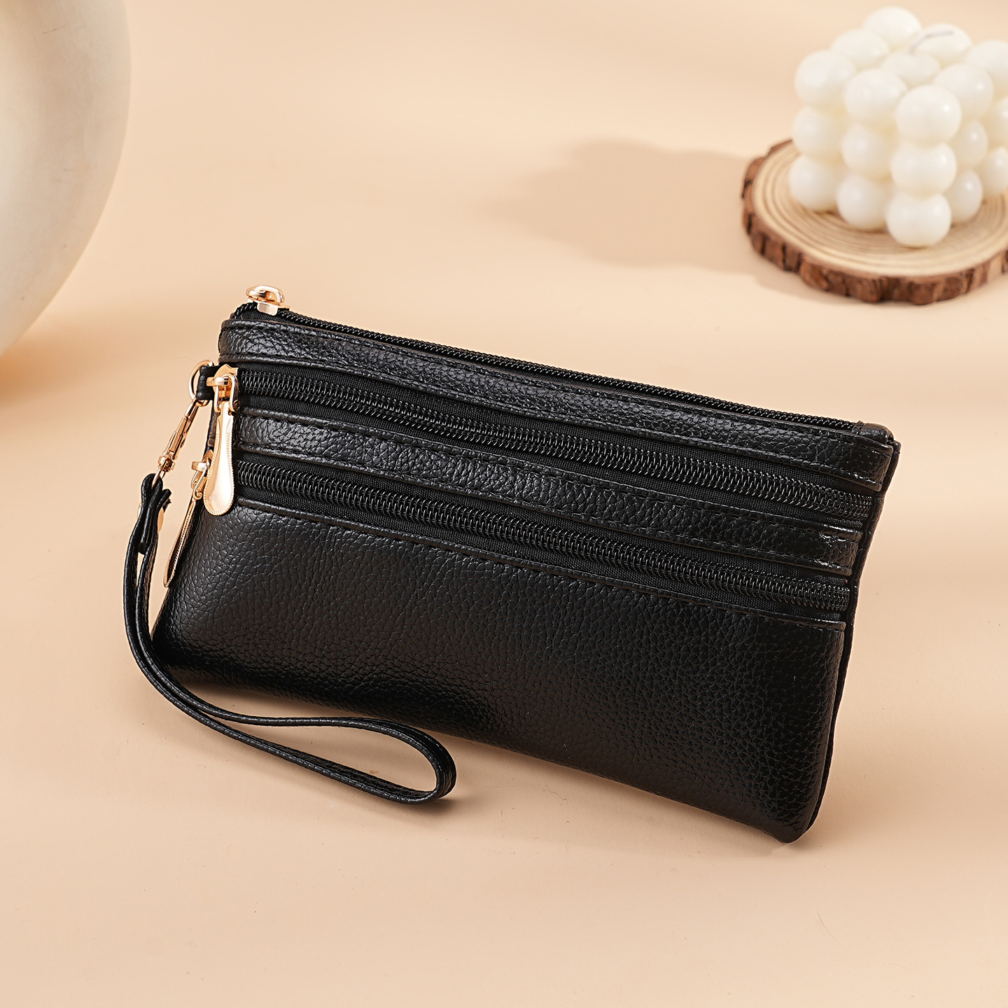 Bolso de cambio al por mayor de mujeres corta textura de cuero pequeña cartera multifuncional bolso de tarjeta de licencia de conducir bolso de llaves de cuero suave bolsa de cremallera