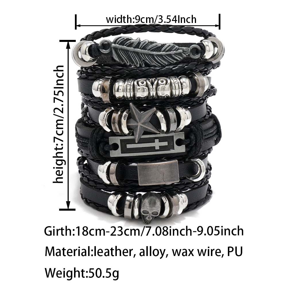 51g Weight Punk Waves Pu Leather Men's Bangle Men Cord & Leather Bracelets