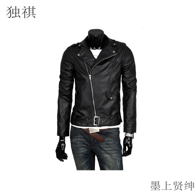 2023 Spring/Autumn New Men's Leather Jacket, Thin Style, Plus Size, Fleece Lined, Warm, Thick, Trendy Men's Leather Jacket