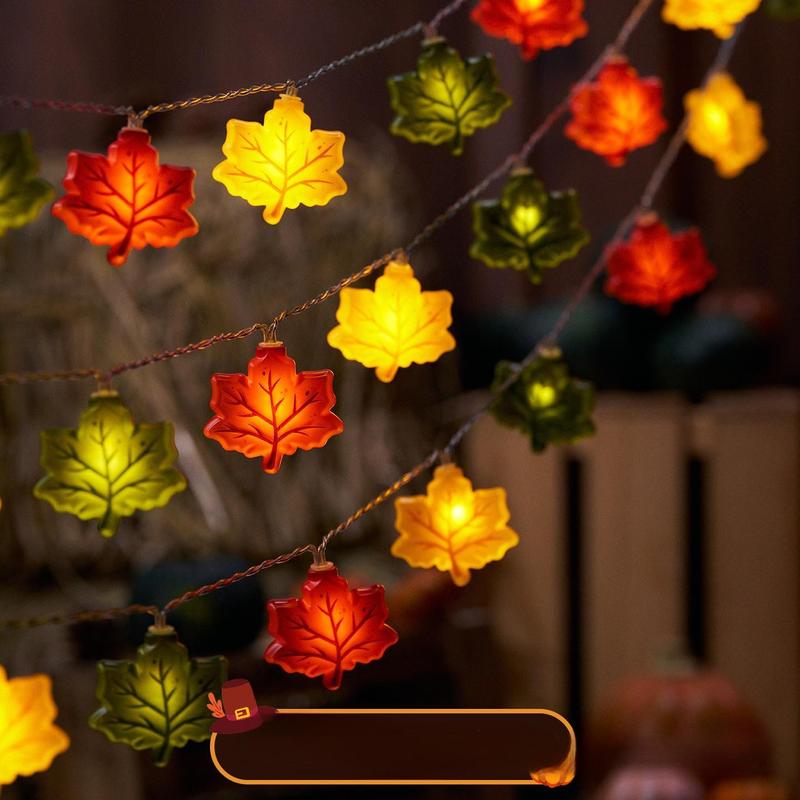 クロスボーダー LED ハロウィン感謝祭パーティー小さなカボチャカエデの葉の雰囲気ライトストリングシーンレイアウト装飾的な小さなランタン|undefined