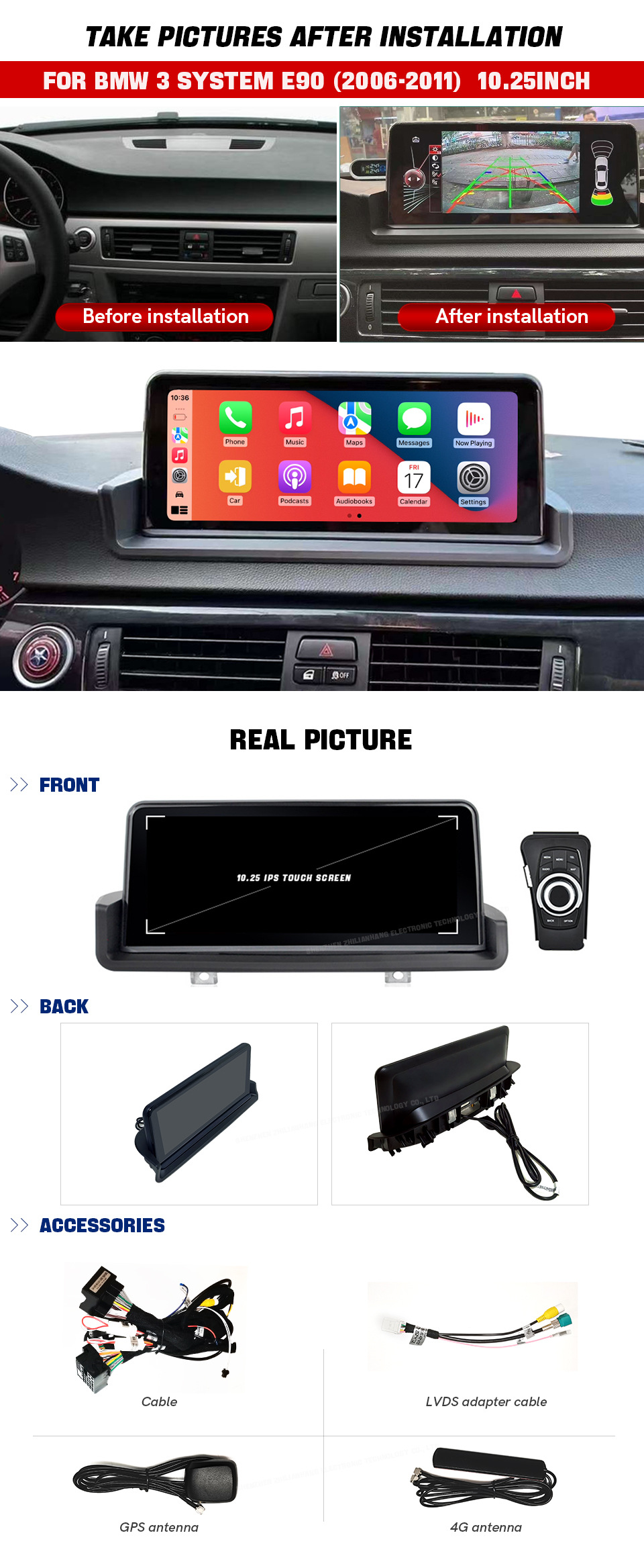 For Bmw 3 Series E90 320I 2006 2007 10.25'' Carplay Android
