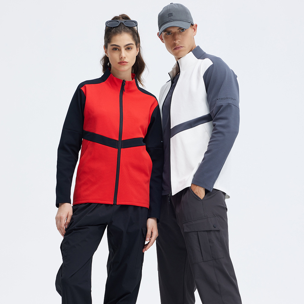 Deportes al aire libre ropa casual abrigo de secado rápido para hombres y mujeres ropa de tenis fitness Top moda collar cremallera manga larga Otoño e Invierno