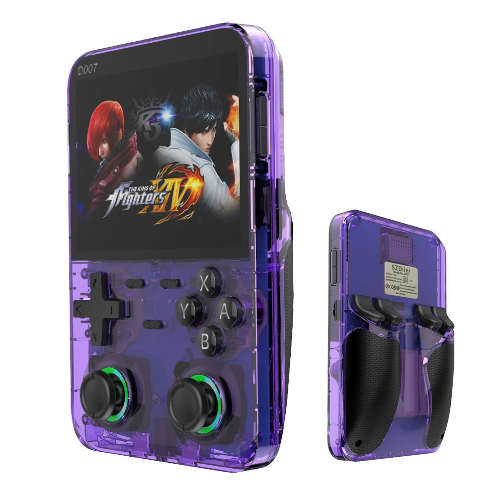 Retro handheld console D007 Plus, 5‑inch open‑source, dual analog sticks, multi‑color