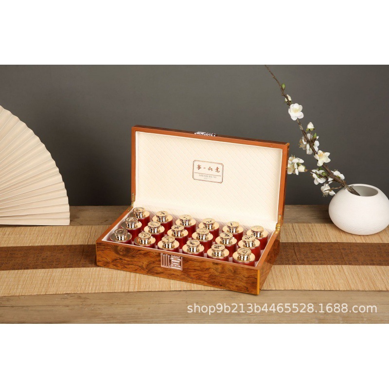 高級ギフトボックス 塗装木箱 小缶茶ギフトボックス 空箱 18缶 24本 30缶 特産品・漢方薬用汎用包装箱|undefined