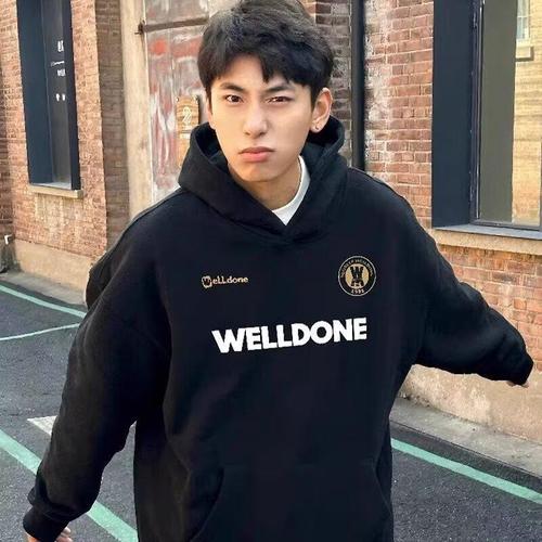 Men's Hooded Sweater for Autumn and Winter — Instagram-style, Loose Fit, Trendy Brand, with All-Match Letter Print Coats