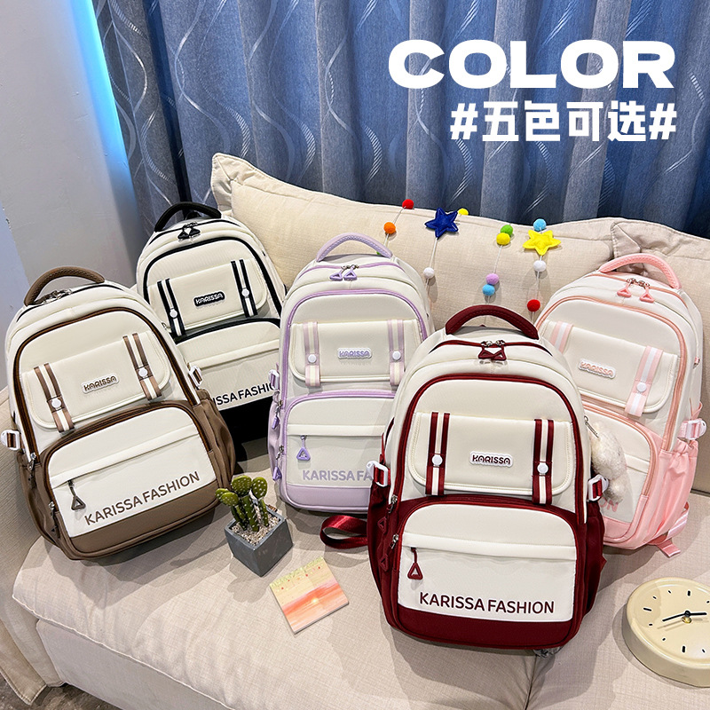 2025 mochila escolar para niñas de secundaria de gran capacidad, ligera y sencilla mochila para estudiantes universitarios