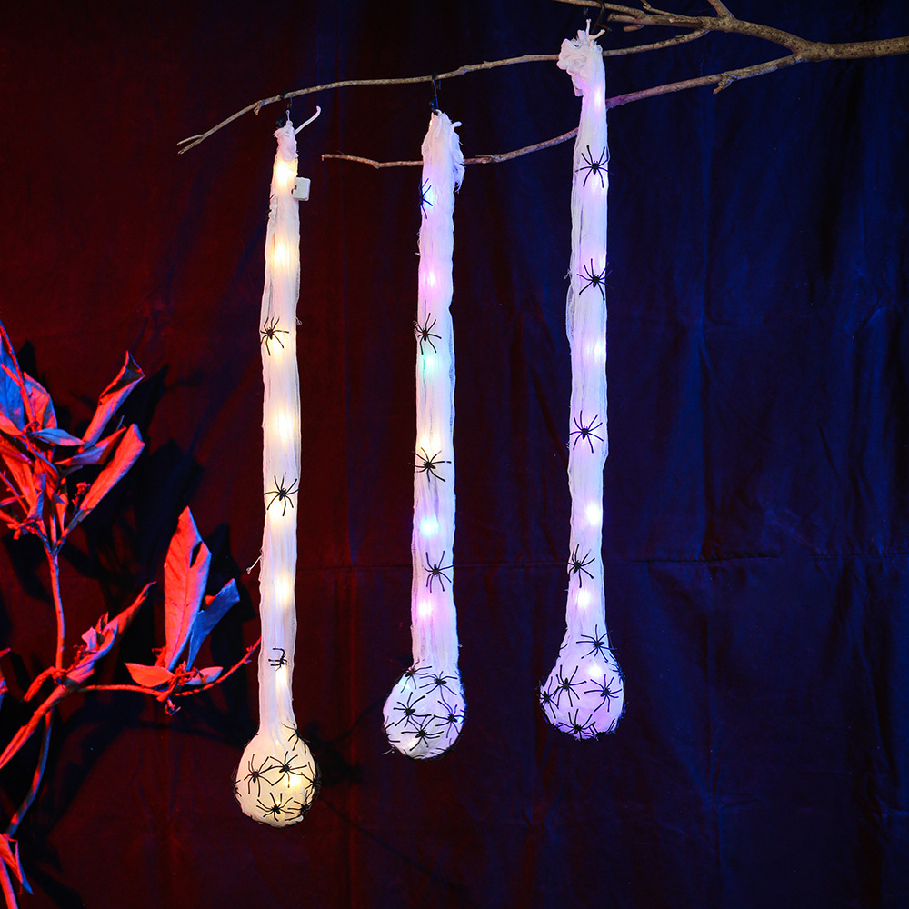 Accesorios de decoración de ambiente de Halloween, hilo de telaraña colgante, bola de algodón, bolsa de huevo de araña luminosa, habitación secreta, juguete complicado