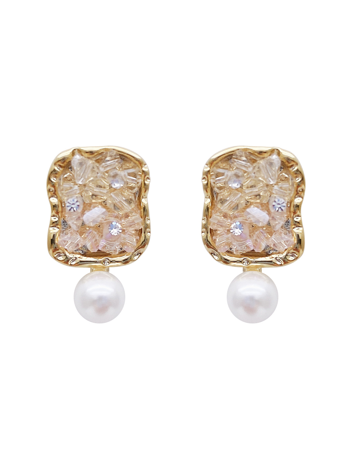 1 Paire Sucré Carré Strass Boucles D'oreilles display picture 6