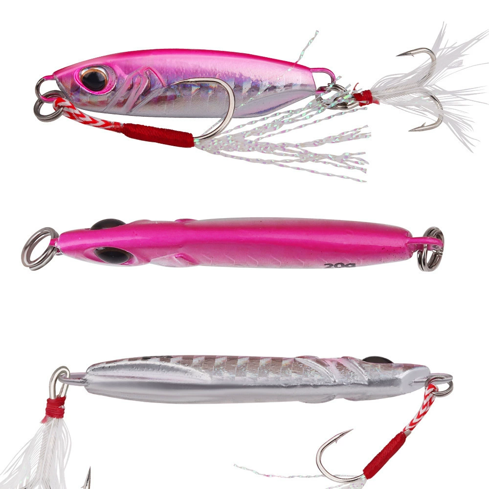 FISHKING падающая железная пластина JIG двойной крючок с волосной скоростью погружение ночной свет, 10-40 грамм свинцовой рыбы морской окунь кросс партия