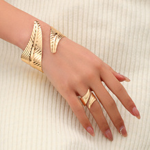 跨境欧美几何树叶交叉开口手镯套装高级复古宴会度假日常搭配饰品