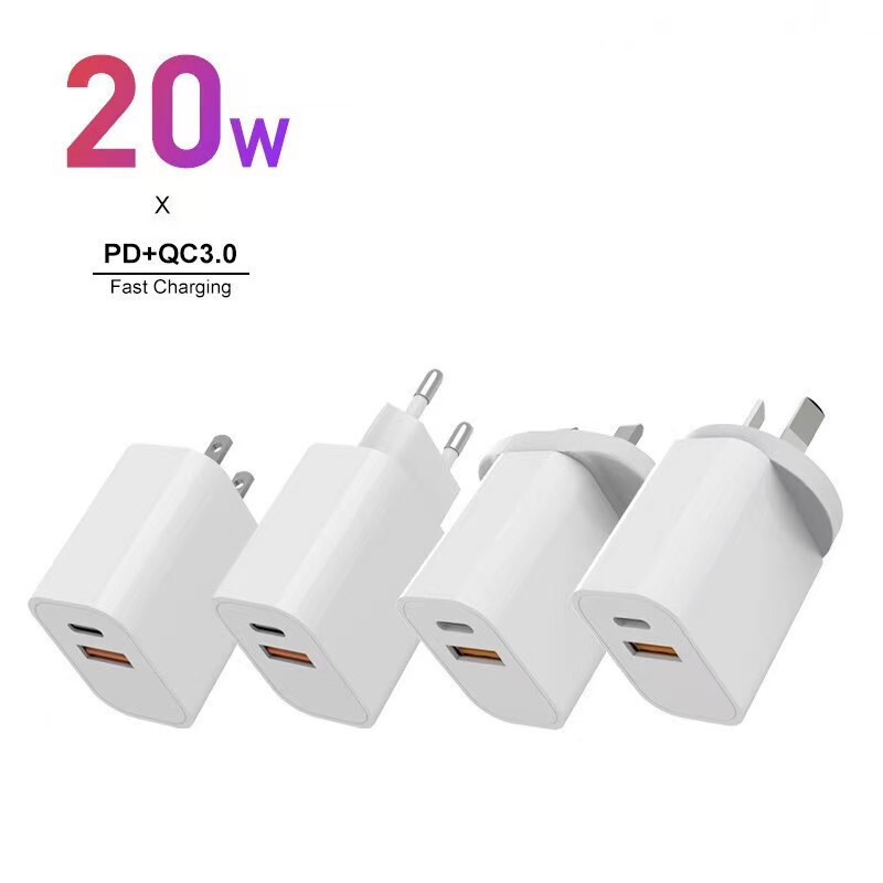 Factory Direct Supply Pd20W Power Adapter Ce Certified USB Charger Suitable for iPhone Fast Charging Charging Head