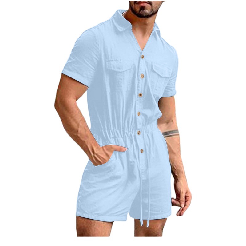 2022 Amazon eBay estación independiente nueva europea y americana transfronteriza Venta caliente de los hombres impreso playa camisa mono