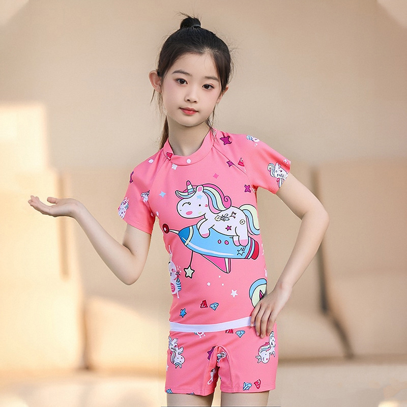 Traje de baño para niños mono de las niñas de secado rápido de dibujos animados estilo occidental traje de baño pequeño mediano y grande niños niñas bebé traje de baño de aguas termales