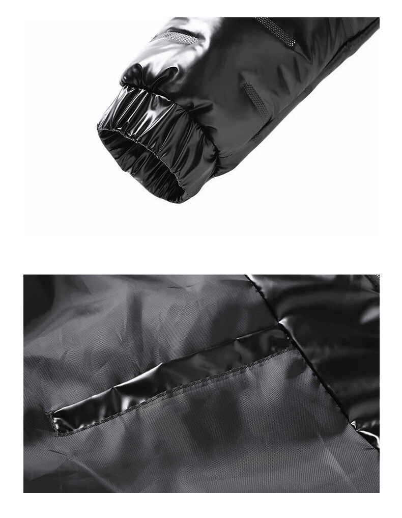 2023 Winter New Solid Color Bright Face Men's Casual Slim Fit Stand Collar Thick Cotton Jacket_voghion.com