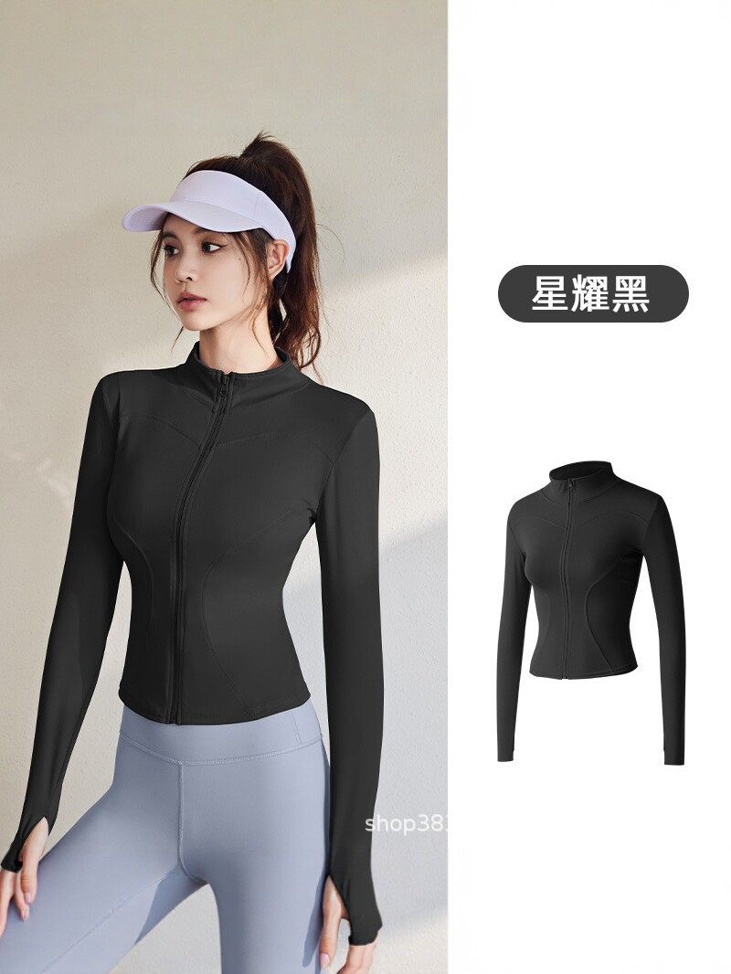 Cross-border TK explosión chaqueta deportiva manga larga correr delgada alta elástica fitness yoga chaqueta chaqueta de protección solar de mujer image 4