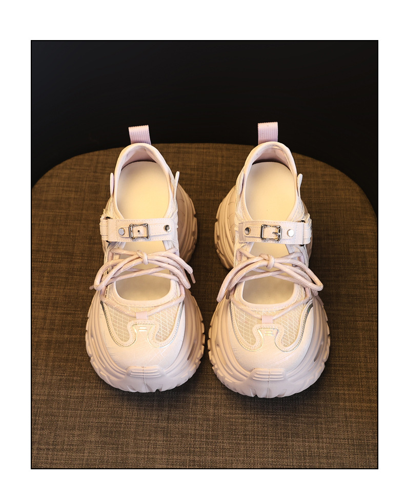 Giày sneaker nữ chunky đế dày lưới thoáng khí tăng chiều cao — màu tím chi tiết 18