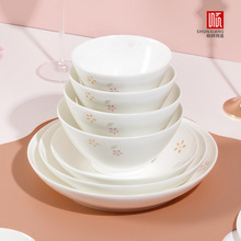 顺祥【拾花记】骨瓷餐具米饭碗家用高颜值碗盘高级感碗碟套装汤碗