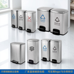 ステンレス製足踏み式ゴミ箱 業務用 蓋付き 屋内医療用キッチン ダブルバケツ 3・4分類衛生バケツ 縦型