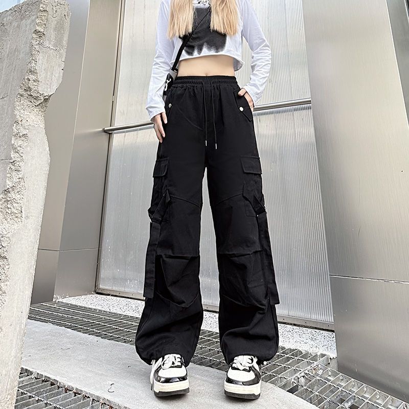 American Style High Street Crock Pants Women's Spring and Autumn High Waist Casual Pants Loose Wide Leg Pants Straight Leg Pants American Style High Street Crock Pants Women's Spring and Autumn High Waist Casual Pants Loose Wide Leg Pants Straight Leg Pants