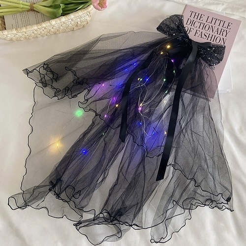 Black wedding veil, lace hair accessories, Halloween decoration hairpins, mesh bow hair accessories, hairpin accessories wholesale