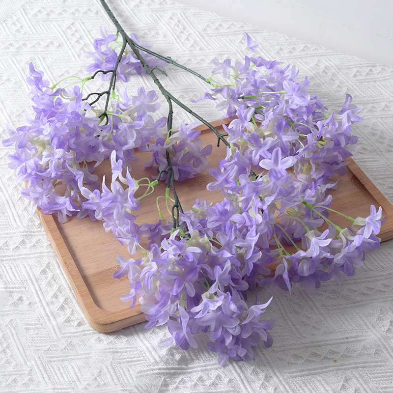 Artificial Lila Cruz flor larga flor de cerezo tela seda Home Hotel techo camino plomo arco decoración al por mayor