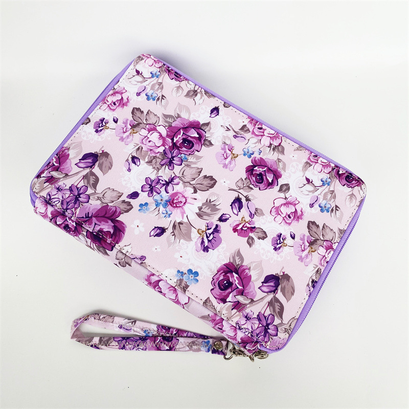 Bolsa de lápices multicolor con estampado de tela Oxford, bolsa de papelería para estudiantes, bolsa de lápices de almacenamiento de pintura artística con 200 agujeros, cremallera portátil