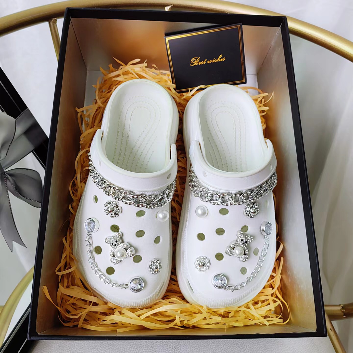 30g Weight Slippers Suitable For Shoe Type Shoe Buckle Shoe Accessories Type 1 Set Quantity Daily Occasion PP Material Bear, Flower Pattern Winter, Summer, Spring Season Women's Gender Bear Flower Shoe Accessories PP Slippers Winter Summer Spring Shoe Buckle 无
