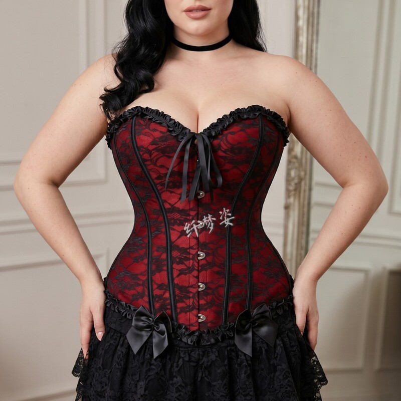 Directly from the Manufacturer: Palace-Style Shapewear Top with Front Buttons, Lace-Up, Lace Trim, Women's Waist-Cinching Corset with Fishbone Design Directly from the Manufacturer: Palace-Style Shapewear Top with Front Buttons, Lace-Up, Lace Trim, Women's Waist-Cinching Corset with Fishbone Design