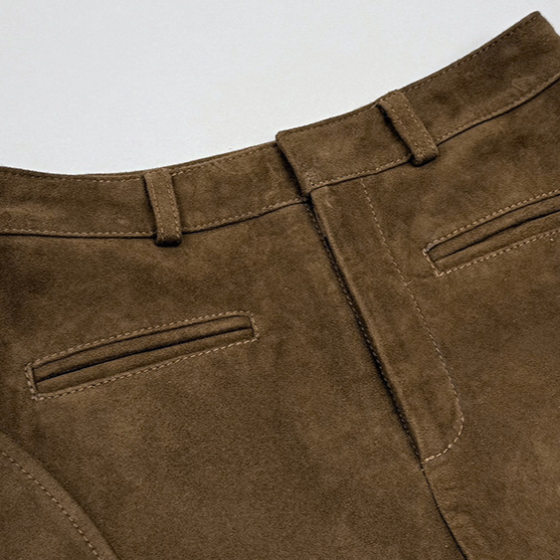 5504 Genuine Leather Pants Top Layer Goat Anti-cashmere Breathable Retro High Waist All-match Slim-fit Shorts Fashionable Women's Hot Pants