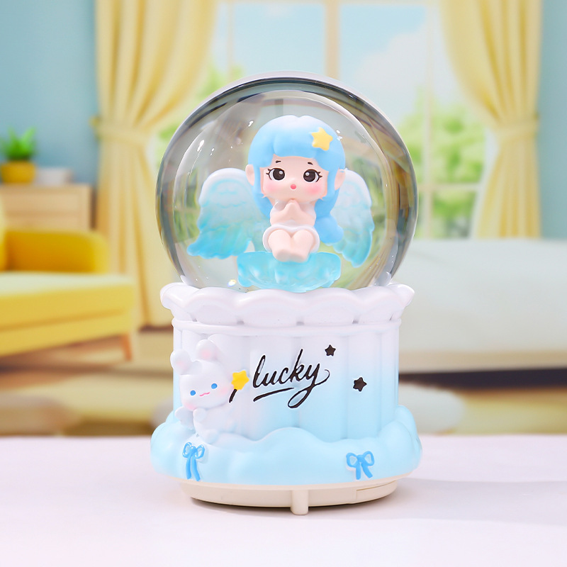 Libro rojo nuevo amanecer ángel bola de cristal decoración luminosa giratoria caja de sonido regalo de vacaciones para niños