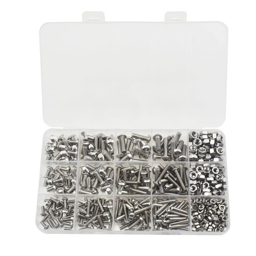 304 stainless steel 500pcs boxed set M3M4M5 round head bolts screws nuts pan head hexagonal screws