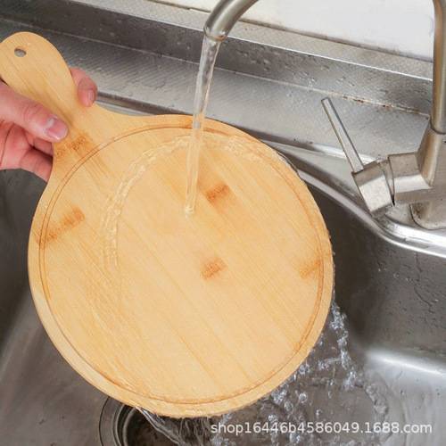 Bamboo pizza board wooden tray Western cut bread steak cake solid wood pizza tray sushi wooden round bottom tray